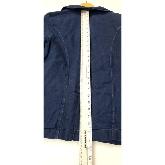 Formidable DAR Women's Navy Blue Linen Handmade Blazer Jacket Shirt Small - Picture 9 of 13